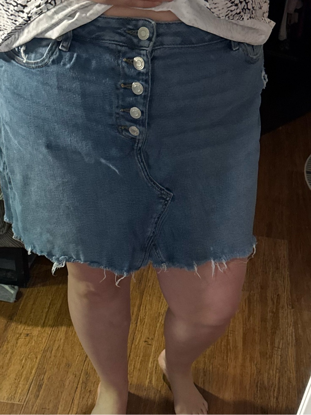 Maurices Light Blue Button-Front Denim Mini Skirt